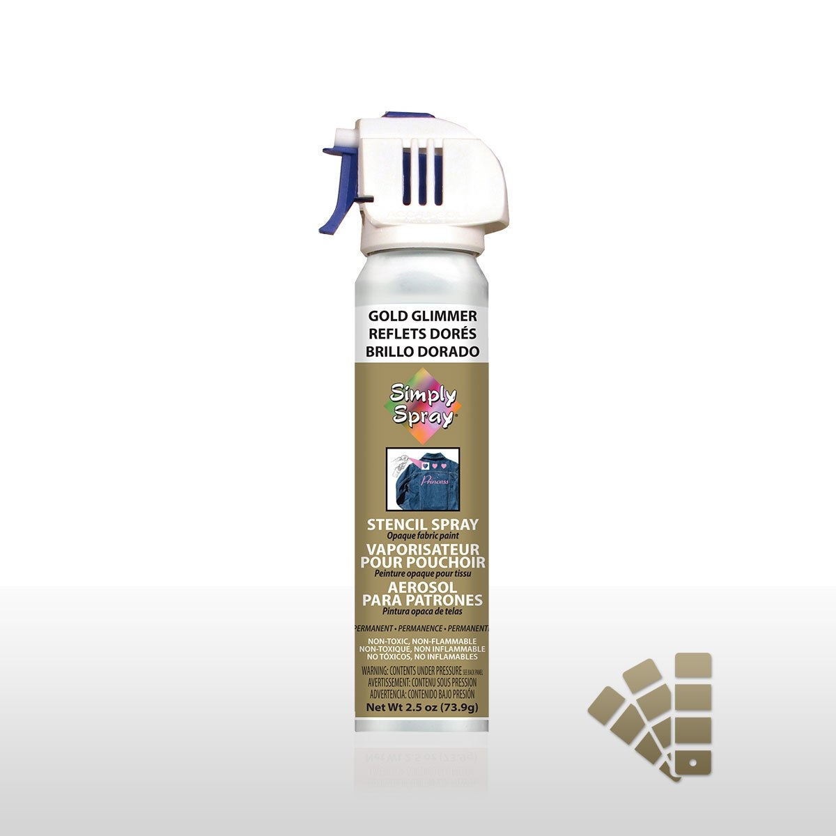 

Золотистая трафаретная краска для ткани Simply Spray Stencil Paint, 73.9 мл