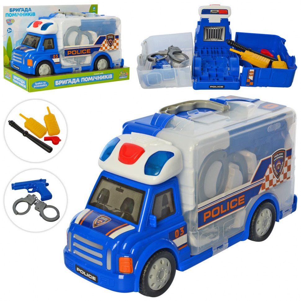 

Набор оружия полицейского в машине-кейсе Limo Toy с 4-мя звуковыми и световыми эффектами