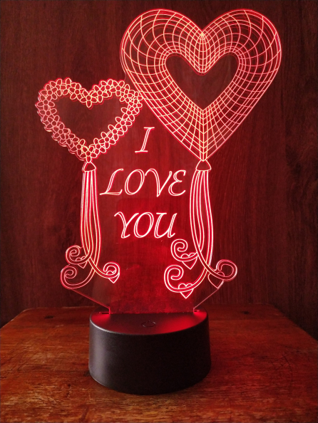 

3D светильник-ночник «Шарики сердца I love you» CreativeLamps Увеличенная пластина (1030)