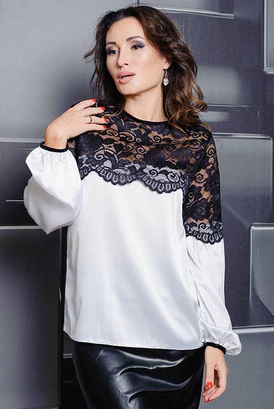 

Белая блузка с кружевом Look and Buy Мери  Белая, Белая блузка с кружевом Look and Buy Мери 46 Белая