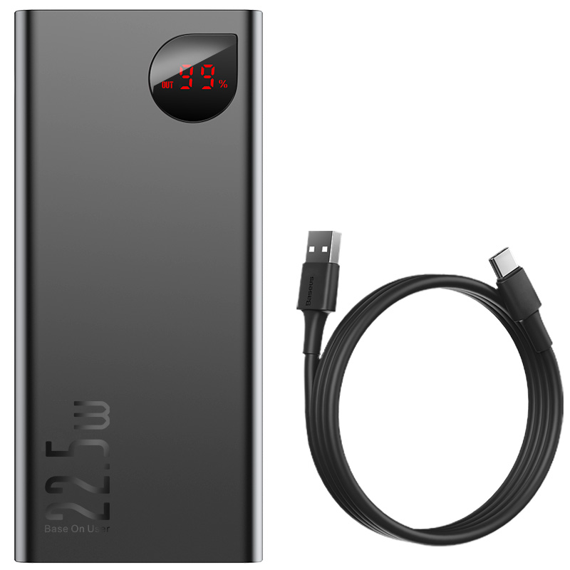 

PowerBank павербанк с быстрой зарядкой BASEUS Adaman 30000mAh |2USB/1Type-C/1Micro, PD/QC,5A, 22.5W| Черный