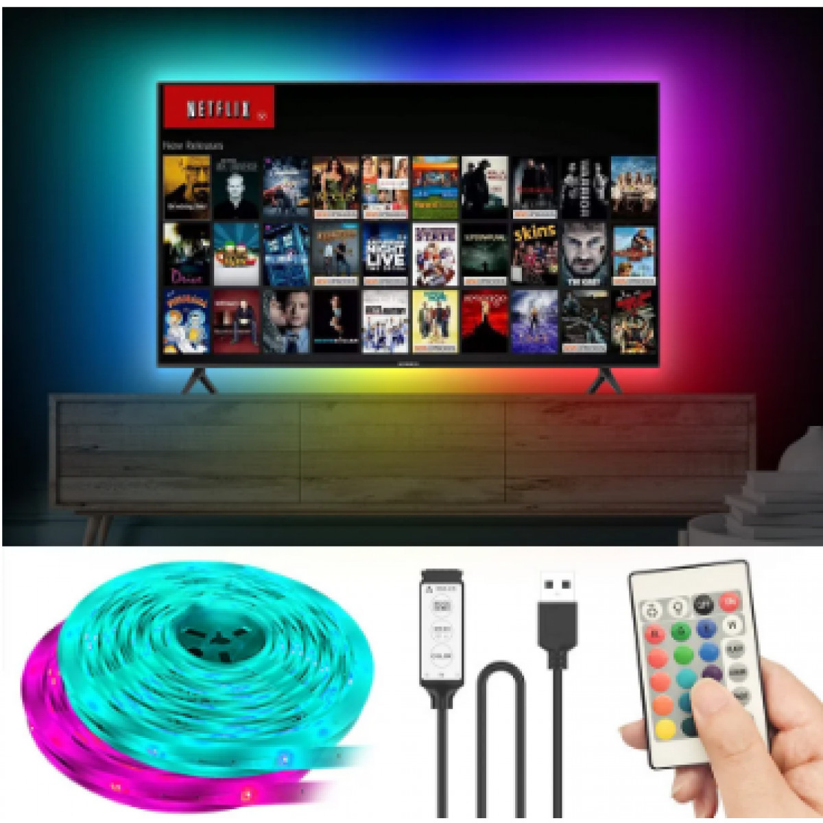 

Светодиодная лента 2м + пульт ДУ USB LED 7572 RGB Черный
