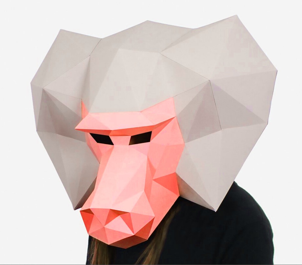 

3Д фигура Маска бабуина карнавальная Набор оригами Papercraft