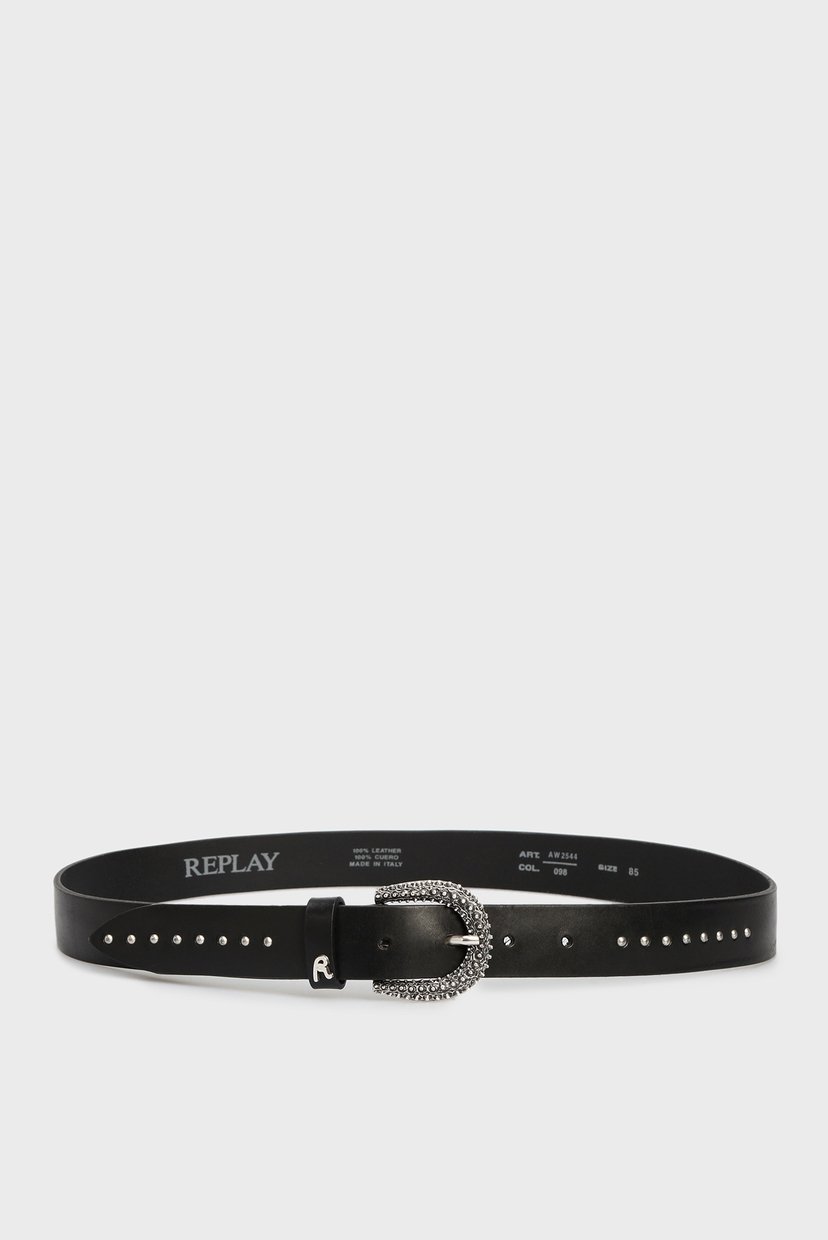 

Женский черный кожаный ремень Replay 80 AW2544.000.A3007