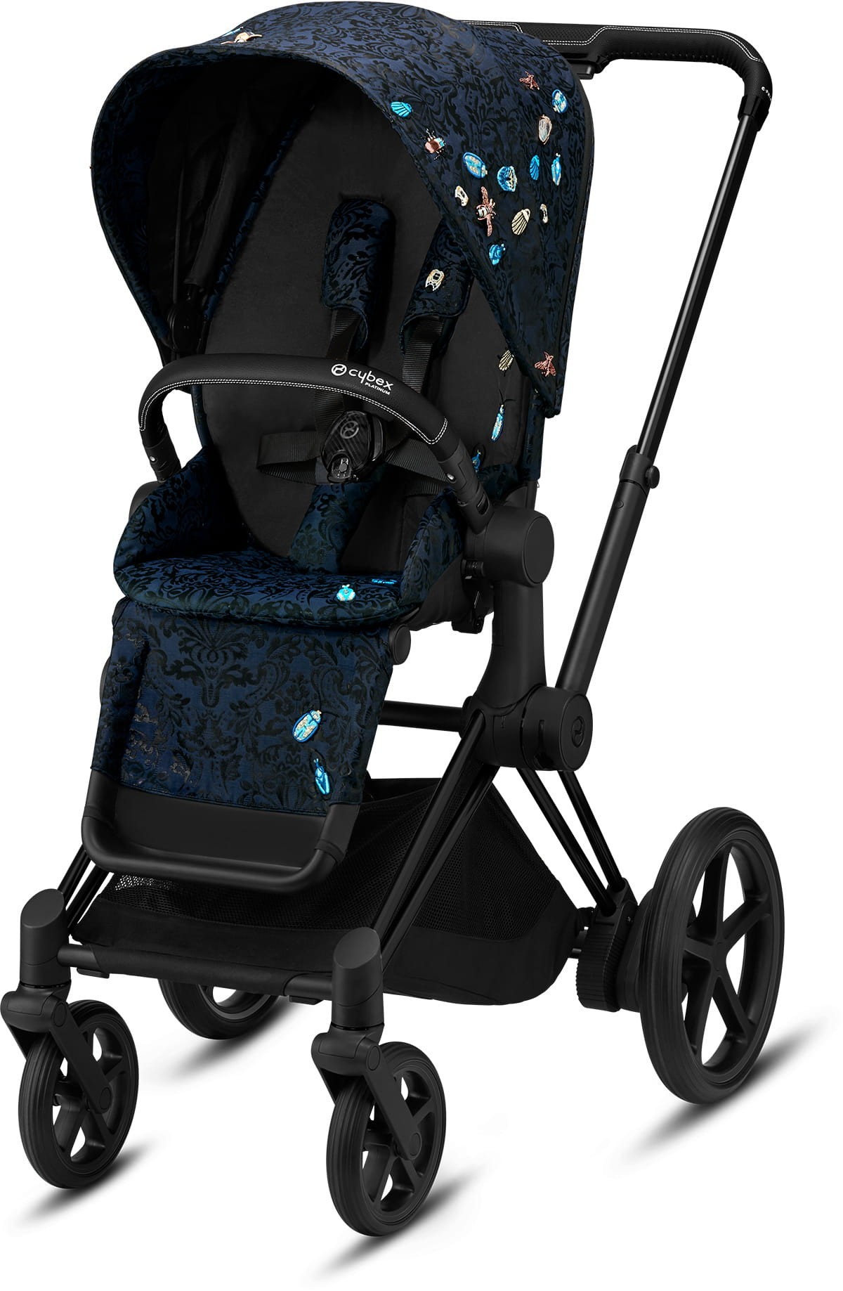 

Прогулочная коляска Cybex Priam Fashion Edition Jewels of Nature dark blue шасси Matt Black