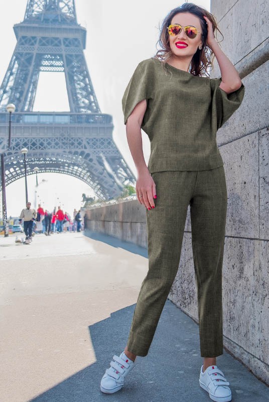 

Льяной летний костюм Look and Buy Бодрум  Хаки, Льяной летний костюм Look and Buy Бодрум 46 Хаки