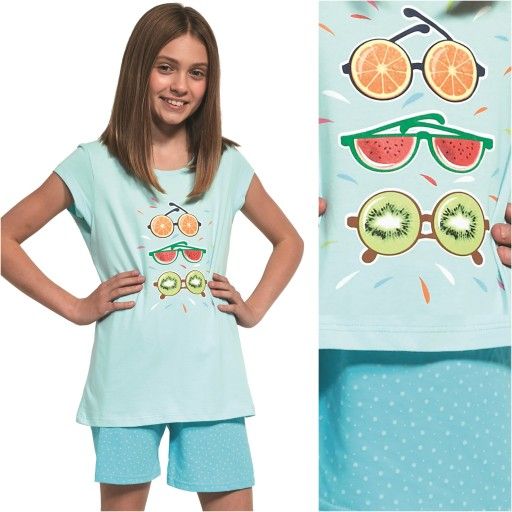 

Пижама для девушек подростков 788-20/75 FRUITS 2 Cornette бирюзовая 146-152