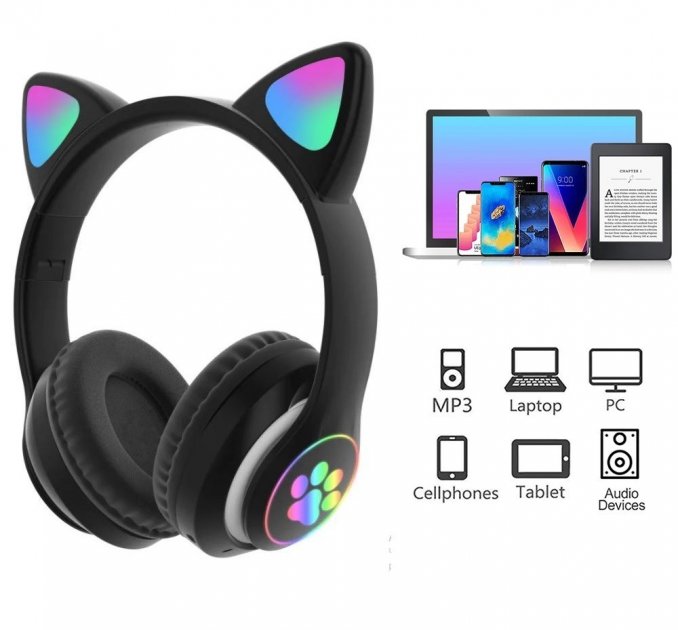 

Наушники беспроводные Bluetooth с кошачьими ушками Cat VZV-23M