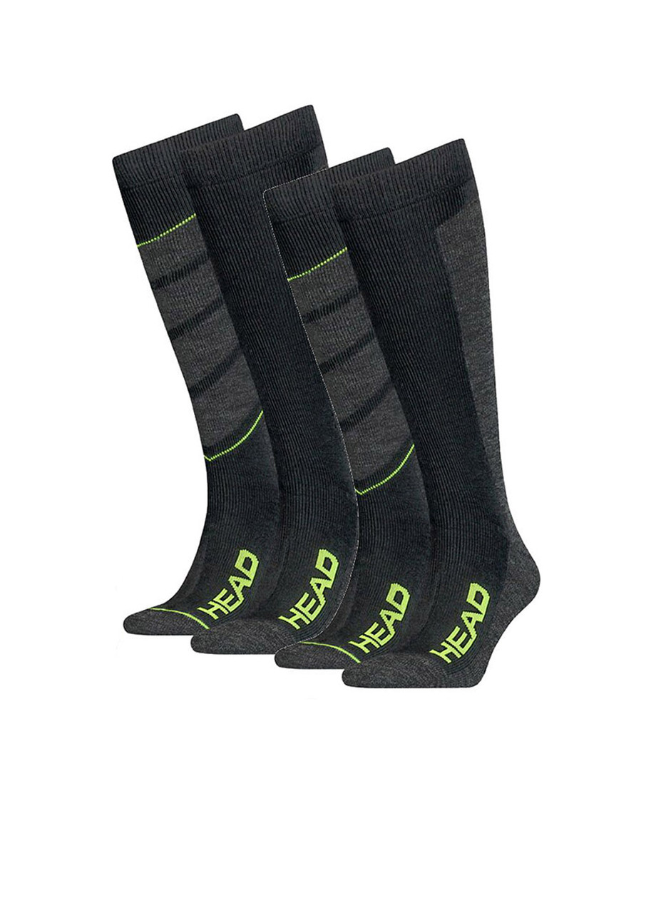 

Гірськолижні шкарпетки Head Ski Socks (2 пари) 31-34 Чорно-сірий з зеленим