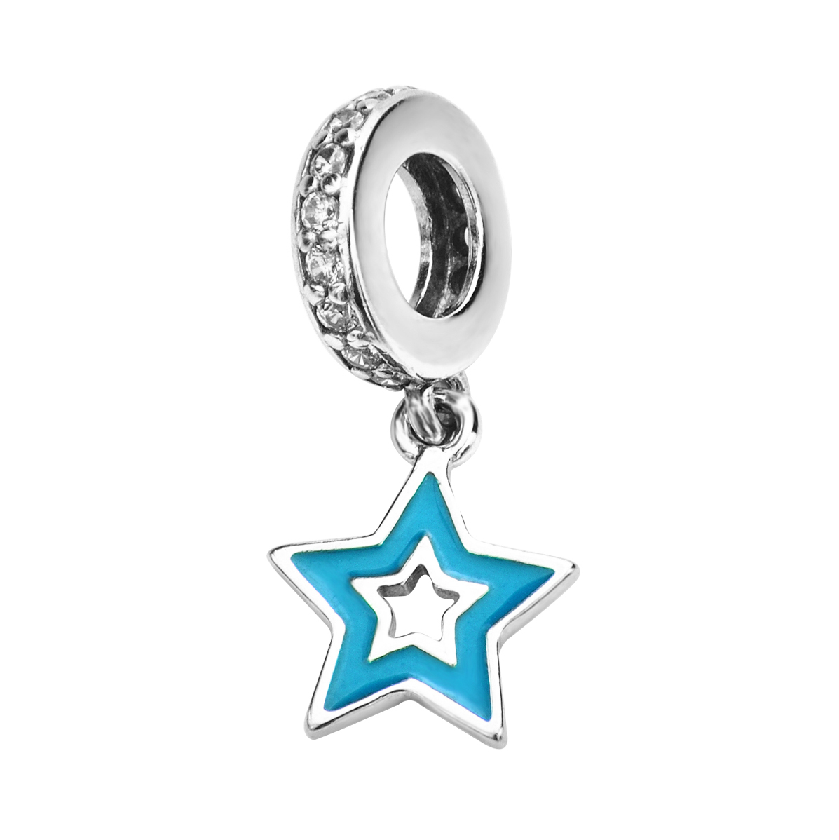 

Серебряный шарм-подвеска Звездочка с голубой эмалью 000116418 б/р размера