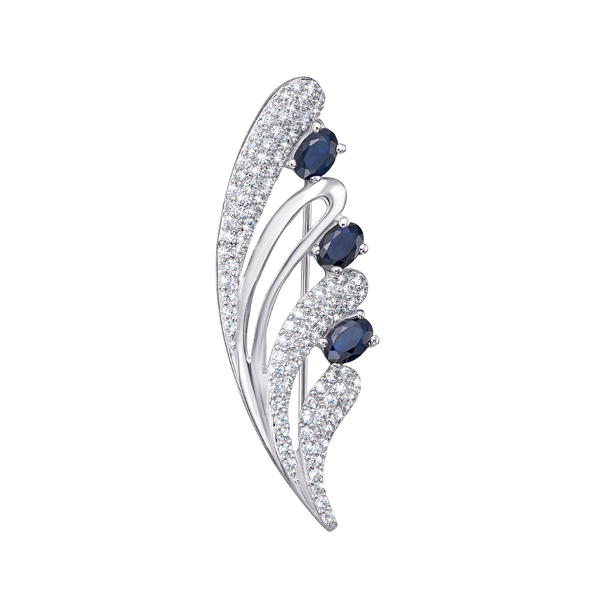 

Серебряная брошь с сапфирами и фианитами 000133796