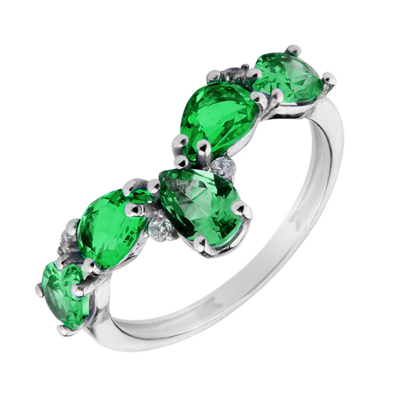 

Серебряное кольцо с зеленым кварцем и фианитами 000136561 16.5 размера