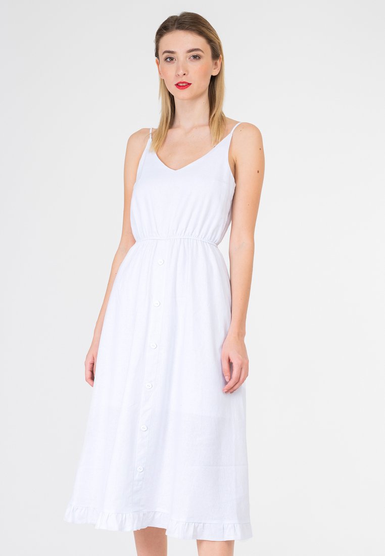 

Сарафан льняной Shtoyko на тонких бретелях S белый (216-S)