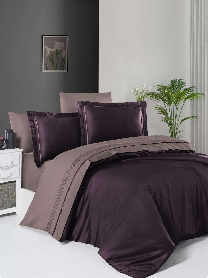 

Комплект постельного белья FIRST CHOICE сатин de luxe Евро purple/lilac m017873