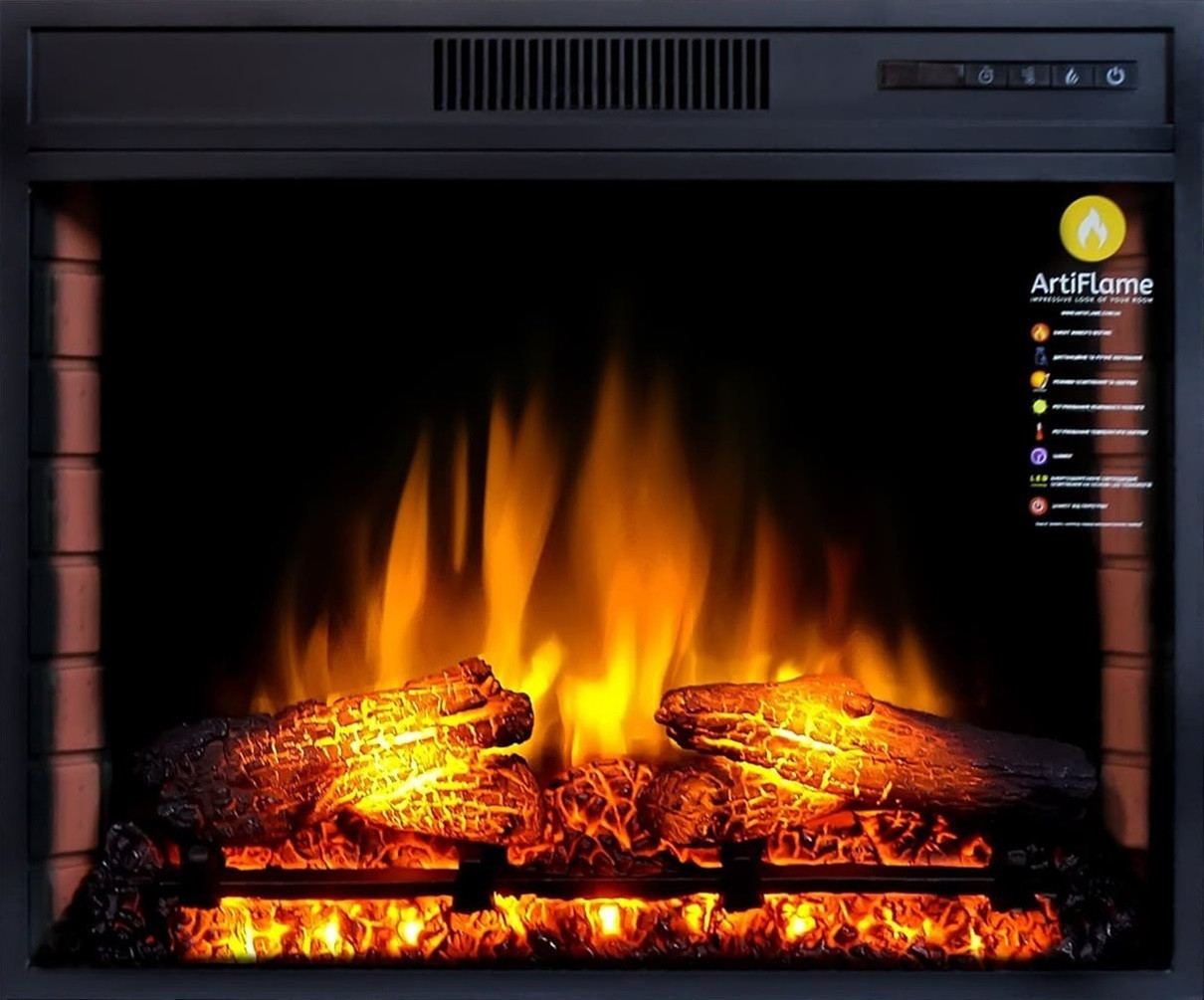 

Электрокамин ArtiFlame AF28S эффект живого пламени и тления поленьев со звуком и обогревом
