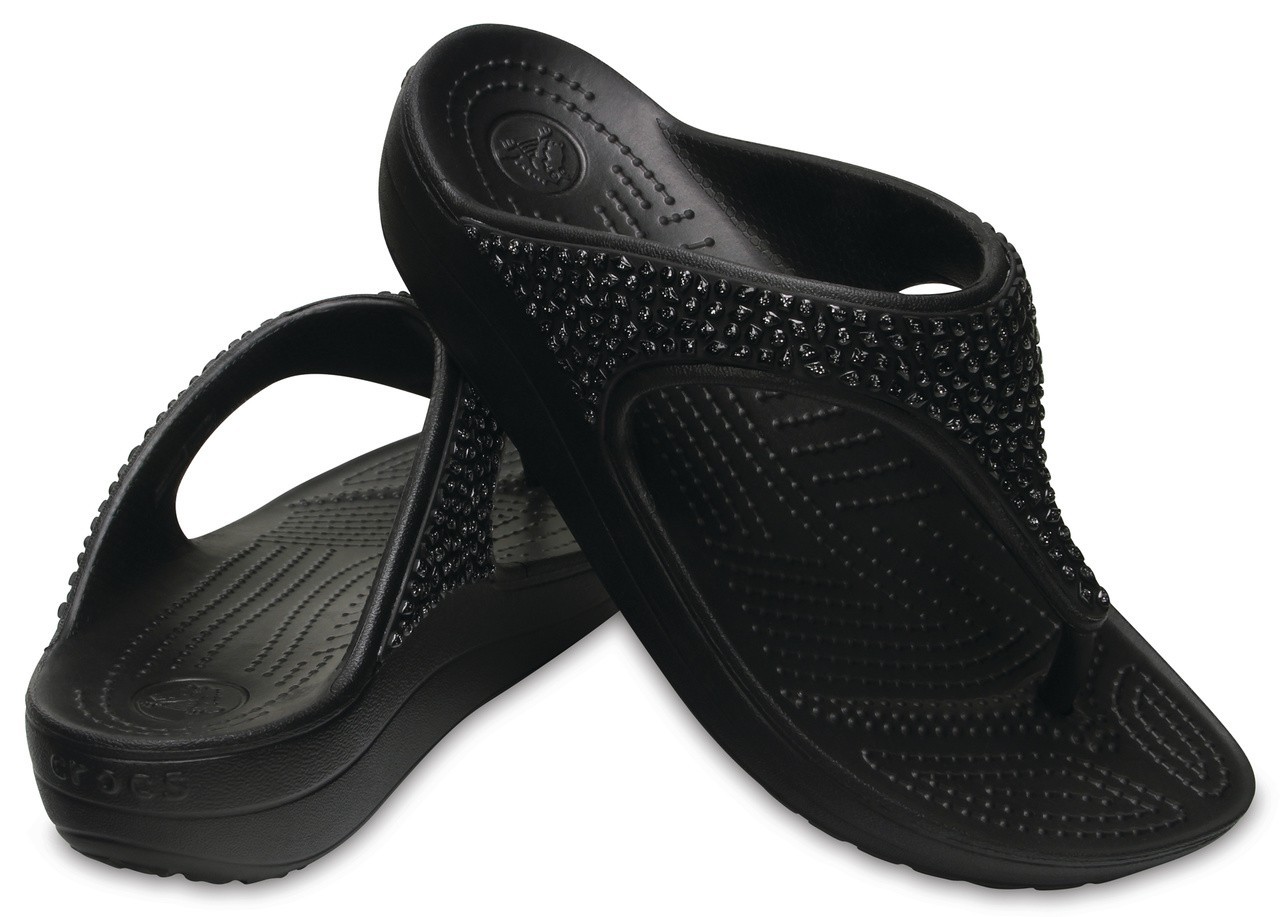 

Вьетнамки на платформе Crocs Sloane Embellished, W9, черные, 39-40