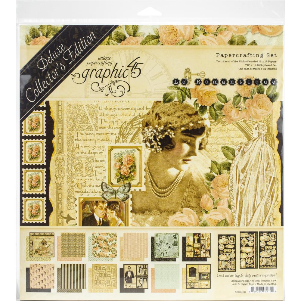 

Набор бумаги Graphic 45 для скрапбукинга Graphic 45 Deluxe Collector's Edition - Le Romantique, 24 листа + наклейки + чипборд, 30х30 см, артикул G4501952