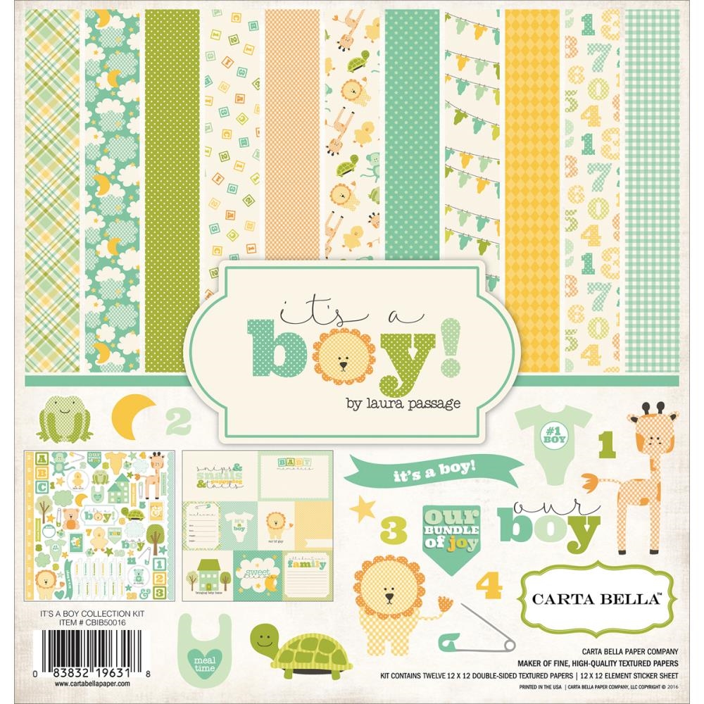 

Набор скрапбумаги Carta Bella It's a Boy, 12 листов+лист с наклейками, артикул CBIB50016