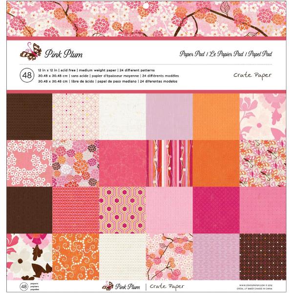 Набор бумаги Crate Paper Pink Plum 30х30 см 24 листа, артикул 680078 ...
