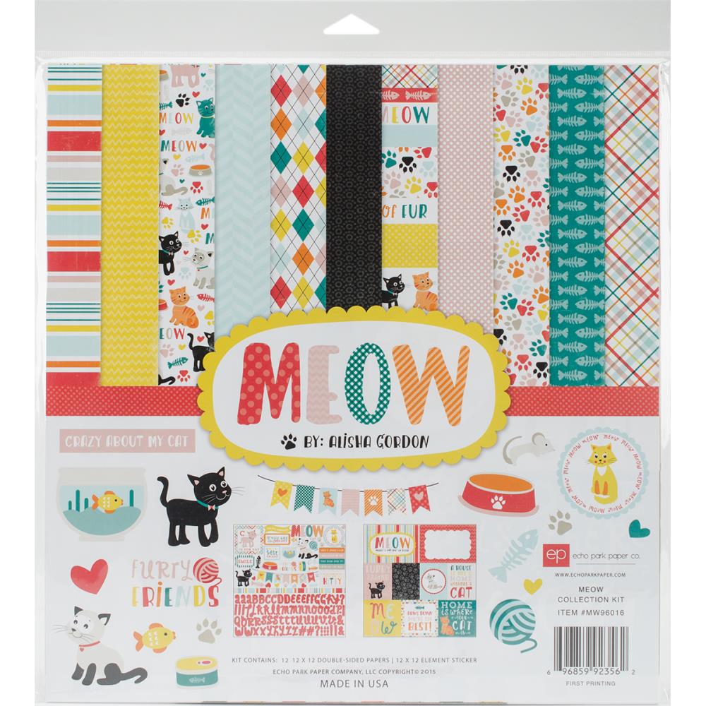 

Набор бумаги Echo Park Meow 30х30 см, 12 листов + наклейки, артикул MW96016
