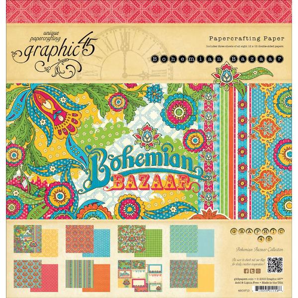 

Набор бумаги Graphic 45 Bohemian Bazaar 8 листов 30х30 см, артикул G4500710