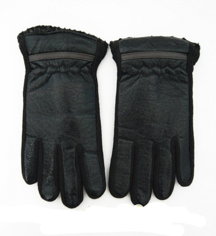

Перчатки подростковые шерсть и кожзам, подкладка плюш, цвет черный, размер 6,5, pov4817