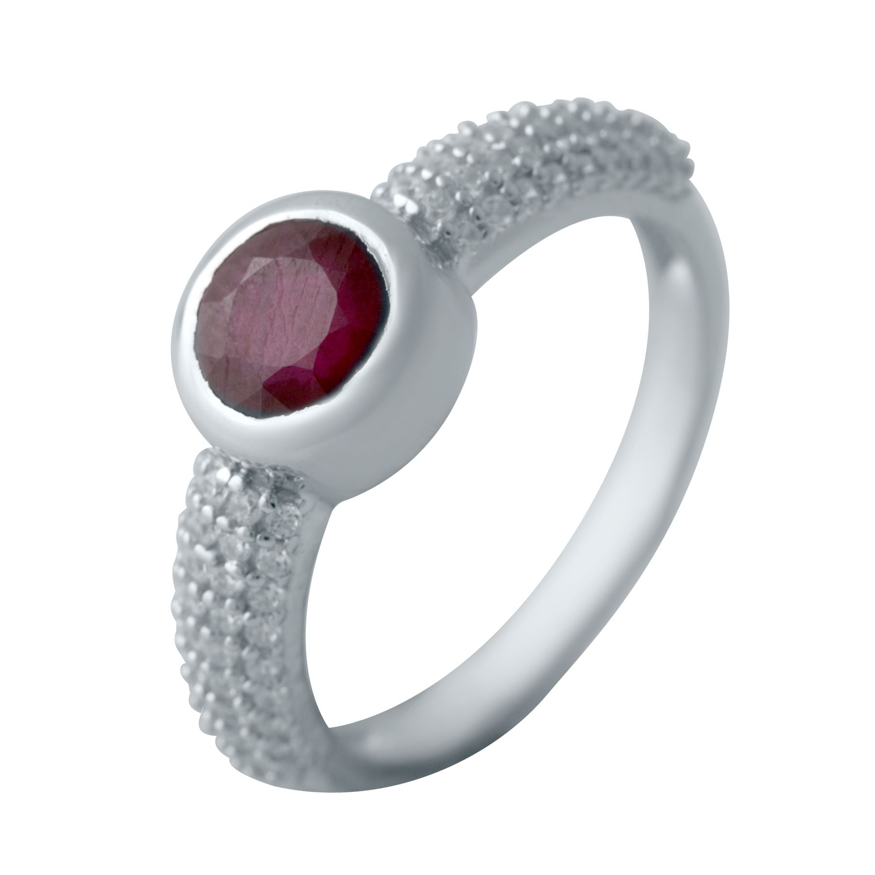

Серебряное кольцо SilverLine с натуральным рубином, фианитами 16.5 размер