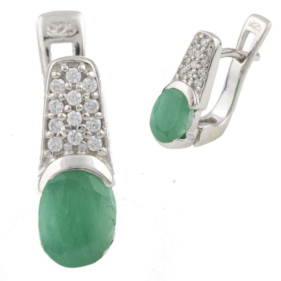 

Серебряные серьги SilverLine с натуральным изумрудом