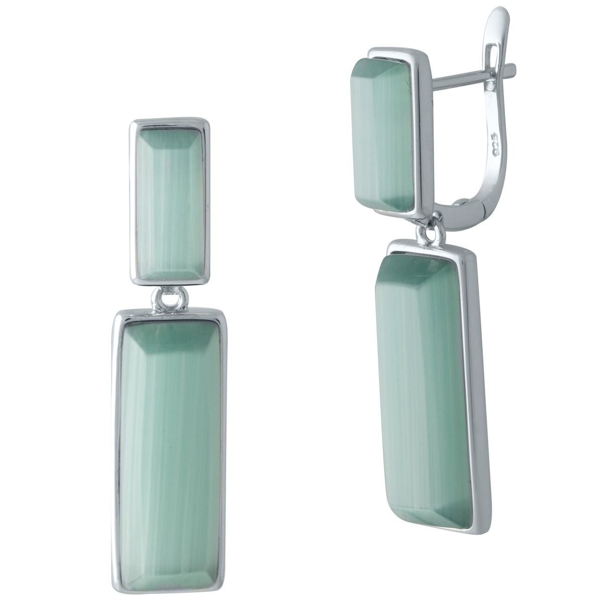 

Серебряные серьги SilverLine с кошачим глазом