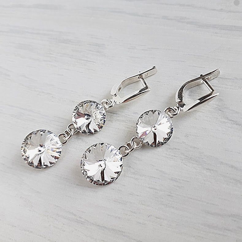 

Серьги Hand Made с прозрачными камнями Swarovski конусной огранки