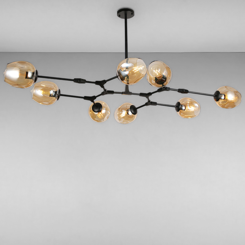 

Люстра подвесная молекула Light House LS-15226-8 BK+BR черная