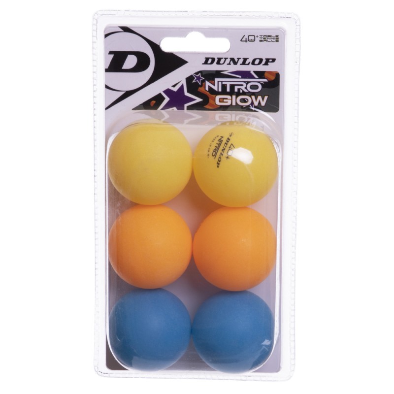 

Набор мячей для настольного тенниса Dunlop Nitro Glow 40+ 6шт разноцветный, код: MT-679313-S52