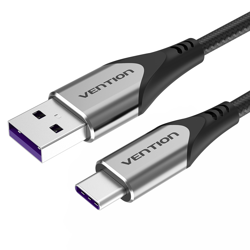 

Кабель USB-Type-C Vention TPE Nylon 5A 480Mbps nickel-plated 3m Grey