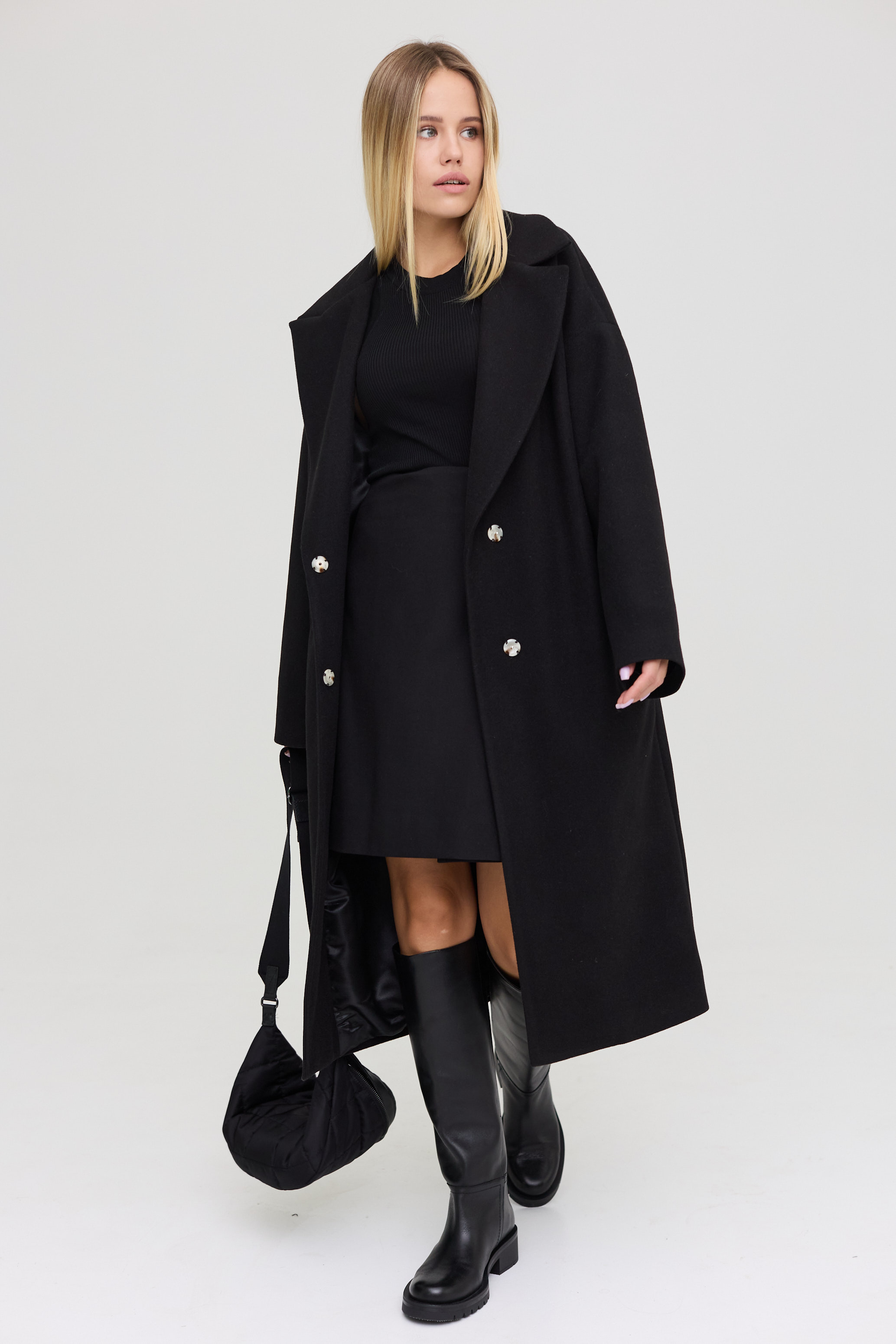 

Пальто Oversize с поясом to PEOPLE 719/1 48-50 Чёрное