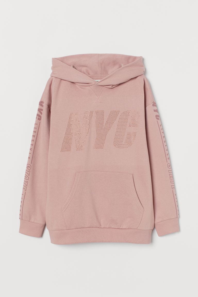 

Худи с принтом H&M 146/152 Приглушенный розовый