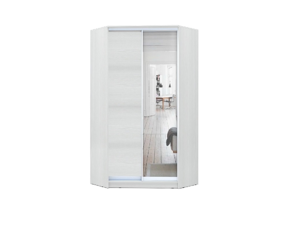 

Шкаф-купе угловой Luxe ДСП/Зеркало цвет Белое дерево со структурой 120 x 220 x 45