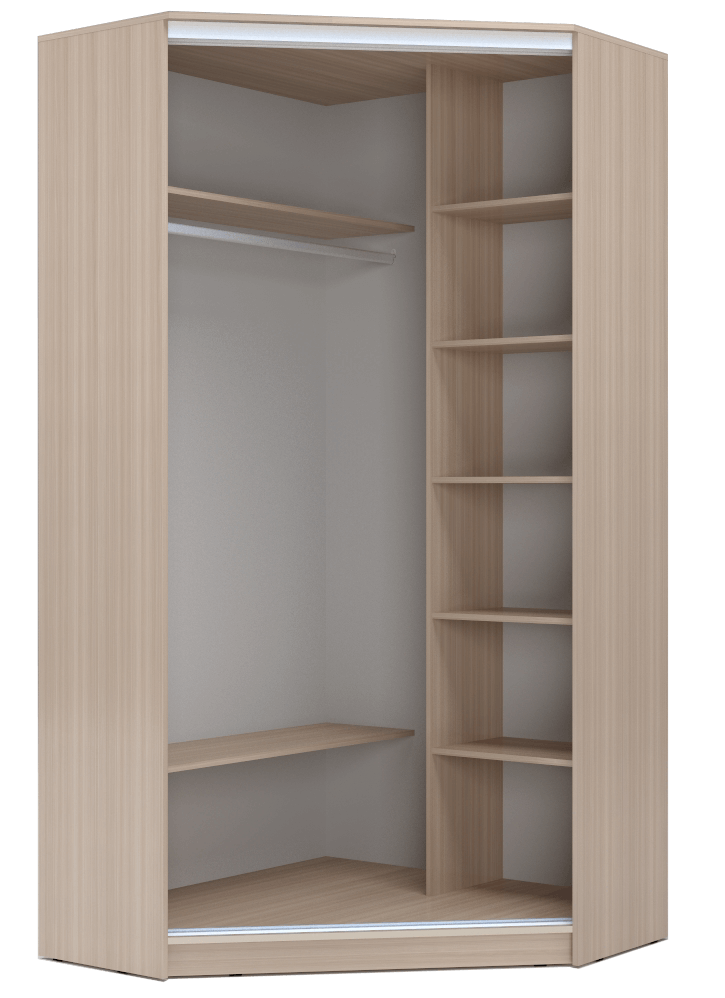 

Гардероб открытый угловой без дверей Luxe цвет Дуб молочный 135 x 230 x 60
