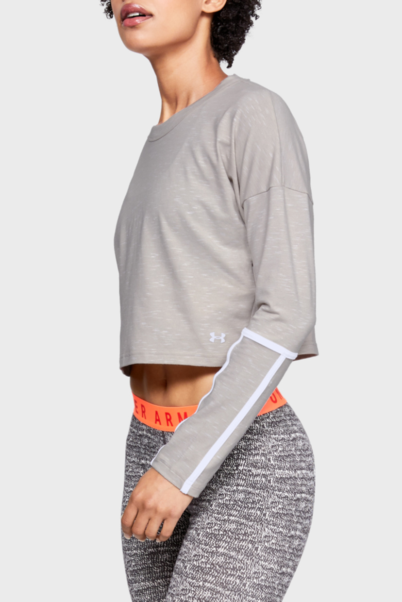 

Женский серый лонгслив Lighter Longer CROPPED CREW Under Armour L 1321372-593