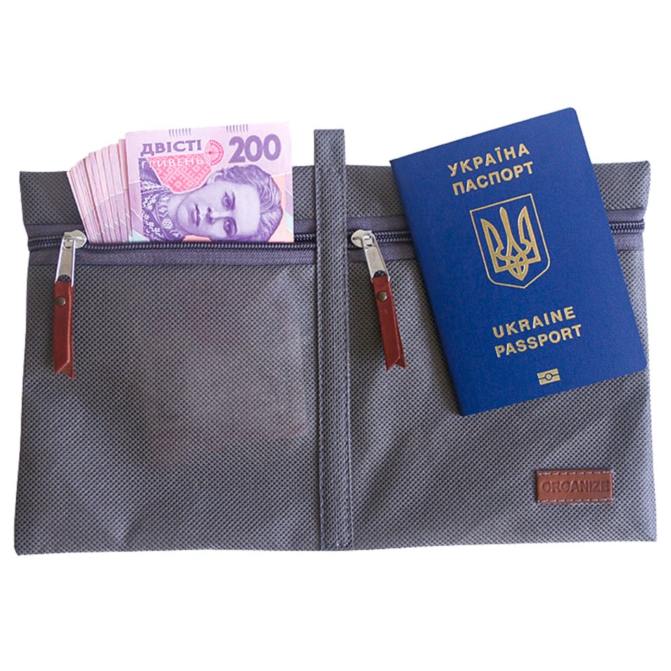

Дорожный органайзер для документов ORGANIZE P003-grey серый