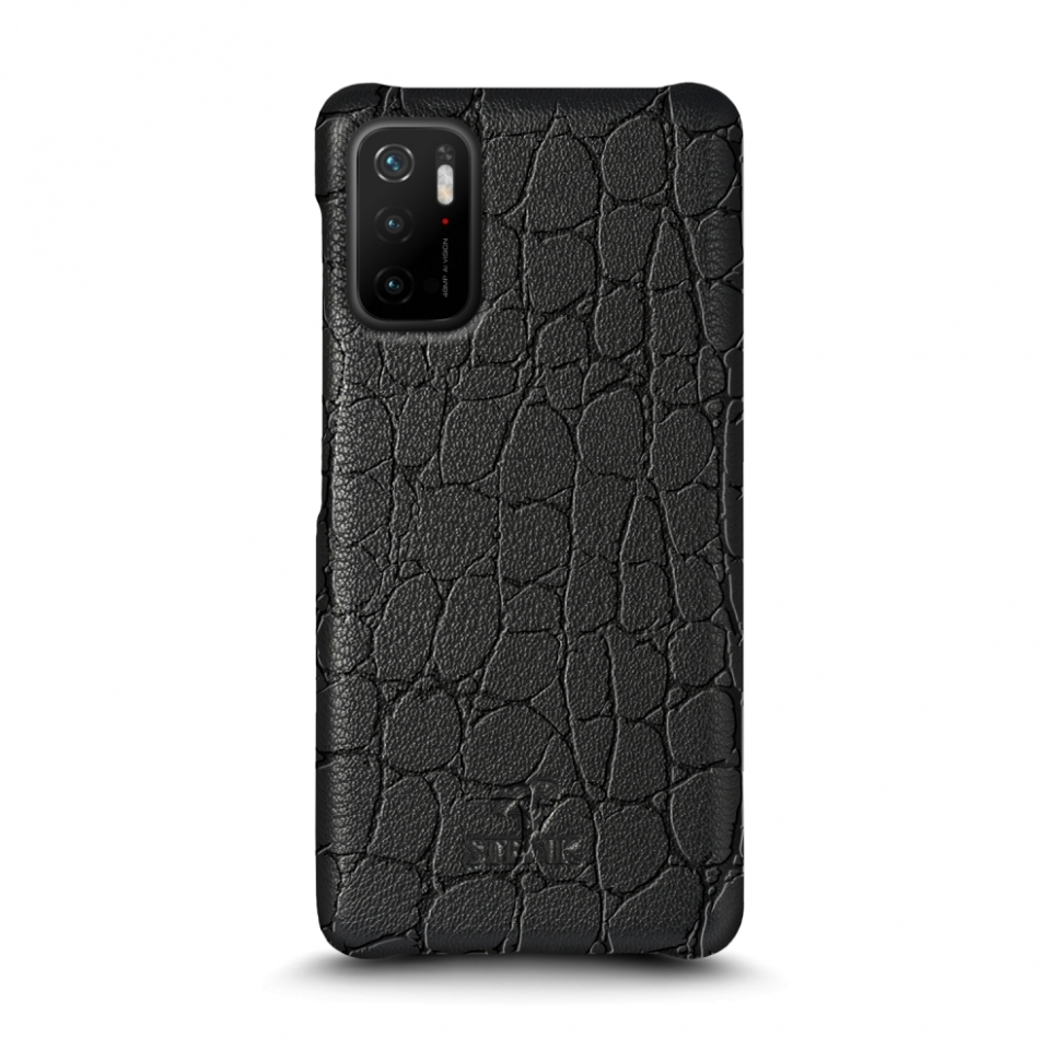 

Кожаная накладка Stenk Reptile Cover для Xiaomi Poco M3 Pro Чёрная