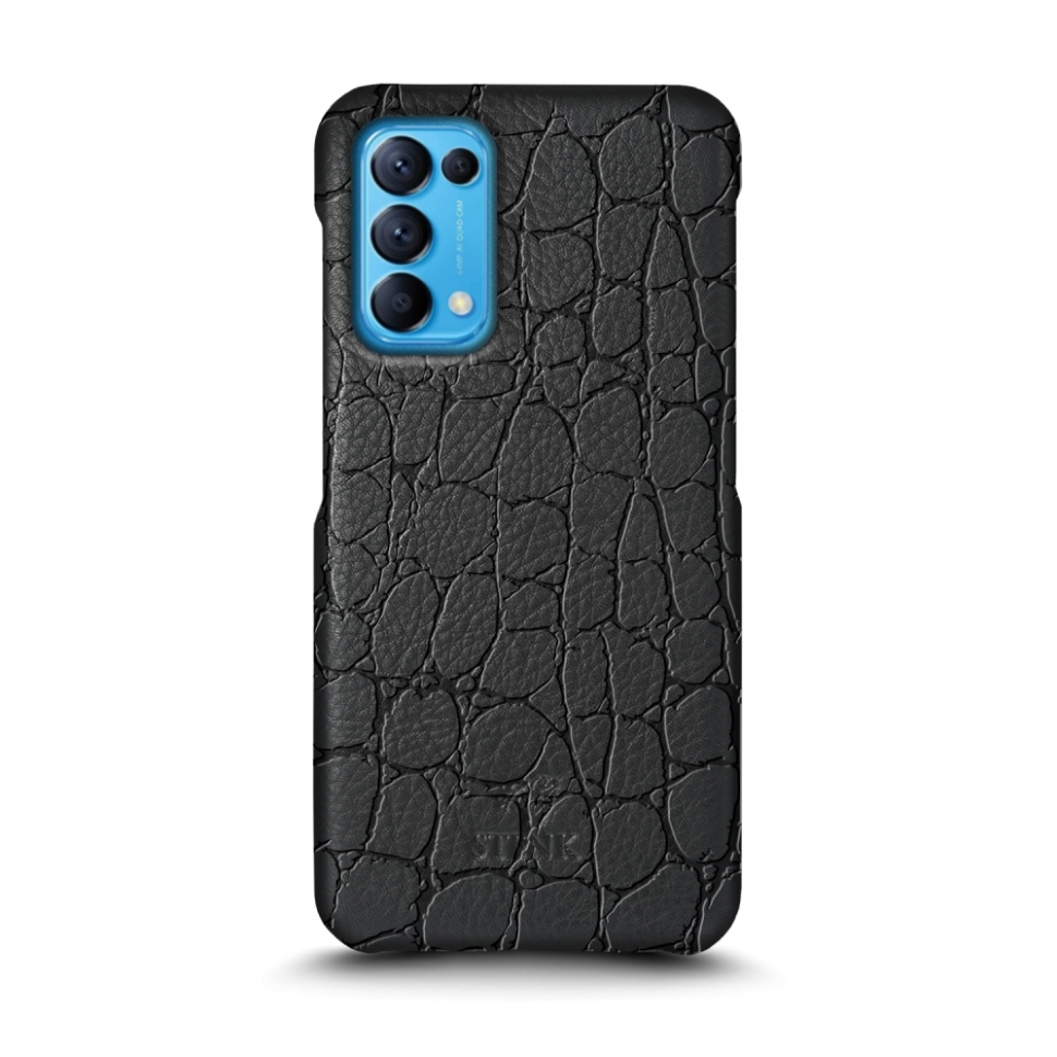 

Кожаная накладка Stenk Reptile Cover для OPPO Find X3 Lite Чёрная