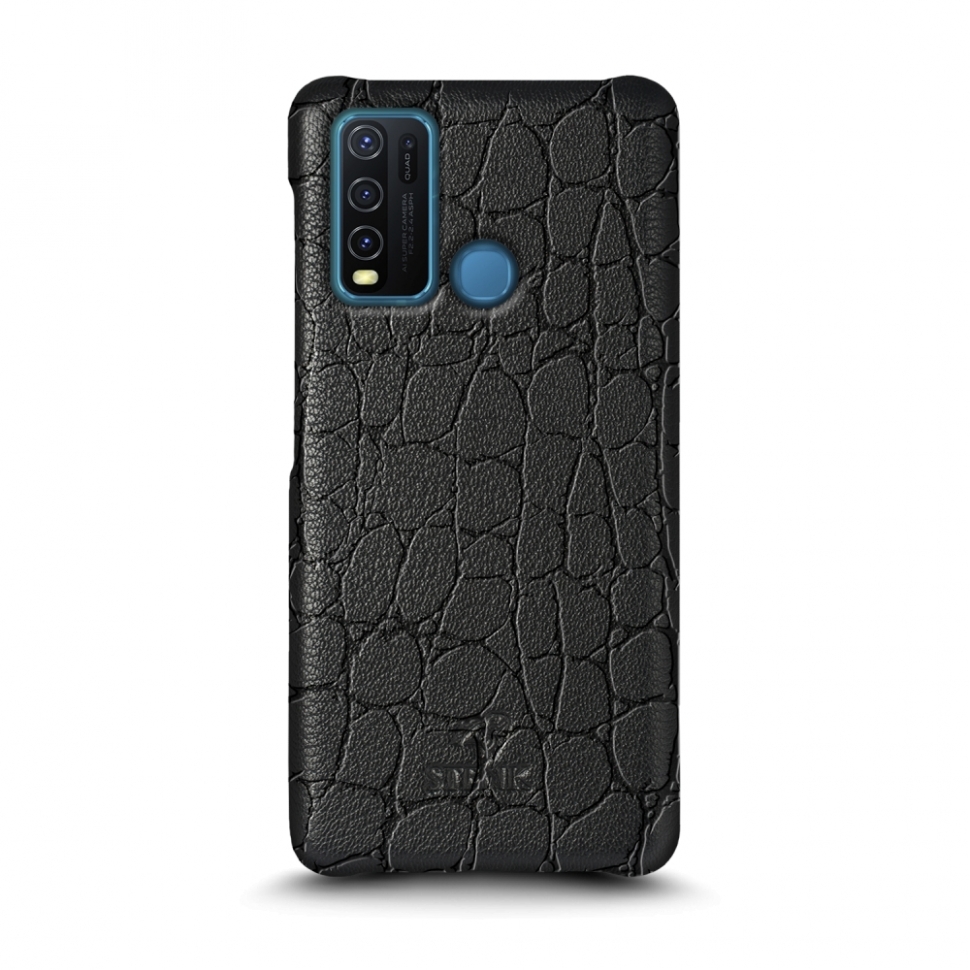 

Кожаная накладка Stenk Reptile Cover для Vivo Y30 Чёрная