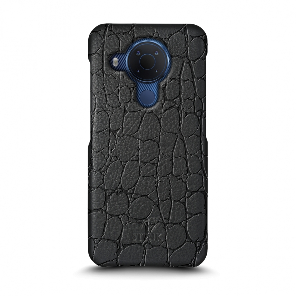 

Кожаная накладка Stenk Reptile Cover для Nokia 5.4 Чёрная