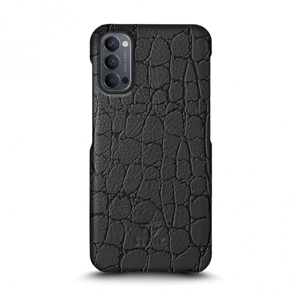 

Кожаная накладка Stenk Reptile Cover для OPPO Reno4 5G Чёрная