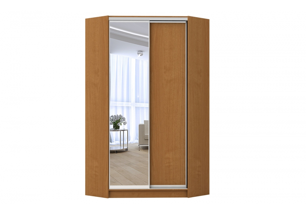 

Шкаф-купе угловой Luxe ДСП/Зеркало цвет Ольха 135 x 210 x 60