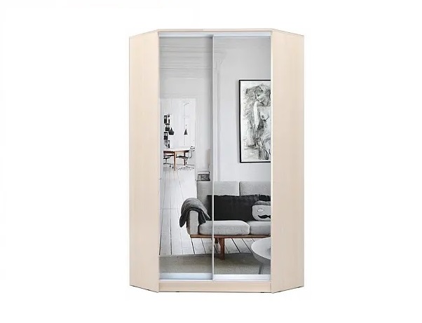 

Шкаф-купе угловой Luxe Зеркало/Зеркало цвет Дуб молочный 135 x 240 x 60