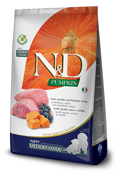

Беззлаковый сухой корм Farmina (Фармина) Dog Lamb & Blueberry Puppy Medium & Maxi для щенков ягненок 2.5 кг