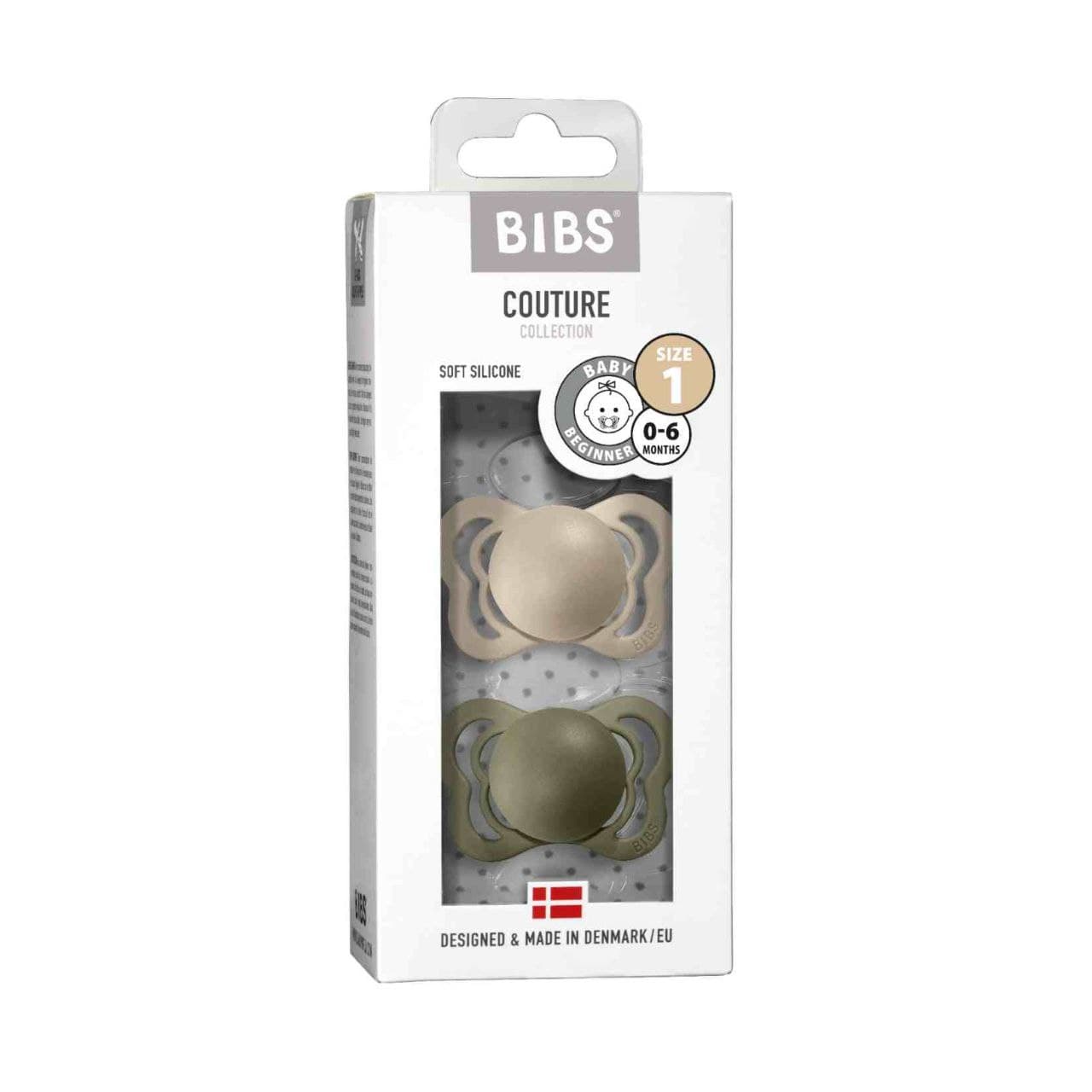 

Пустушка BIBS Couture Silicone Vanilla/Olive (2 в упаковці) - 0-6 міс.