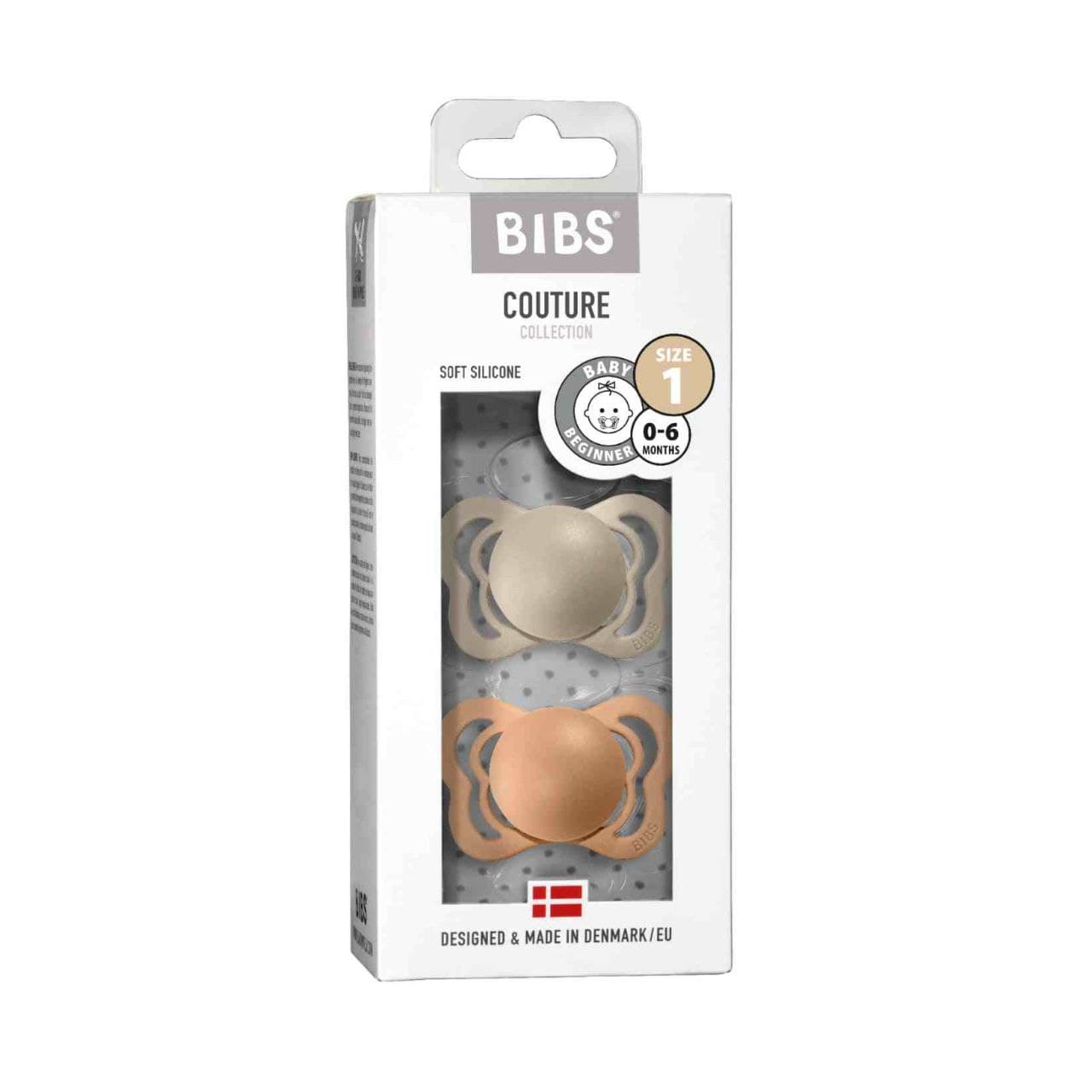

Пустушка BIBS Couture Silicone Vanilla/Peach (2 в упаковці) - 0-6 міс.