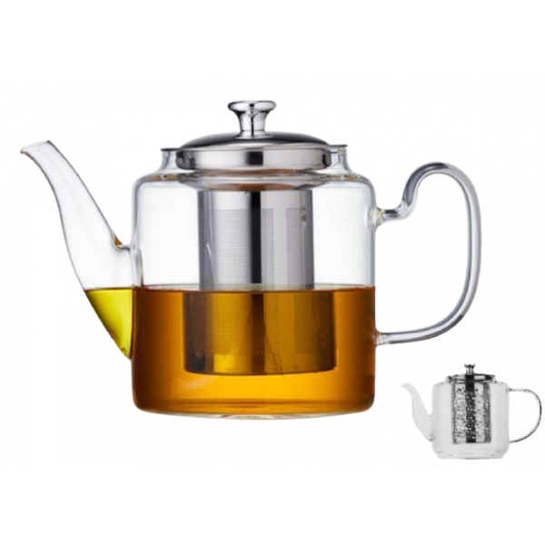 

Чайник-заварник стеклянный 1500 мл Термостойкий до 500° Edenberg EB-19038 | Заварочный чайник 1.5 л